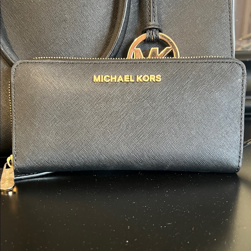 Michael Kors Black and Gold Women's Wallet